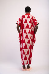 RED AND WHITE FULL LENGTH AGBADA WITH ASOOKE